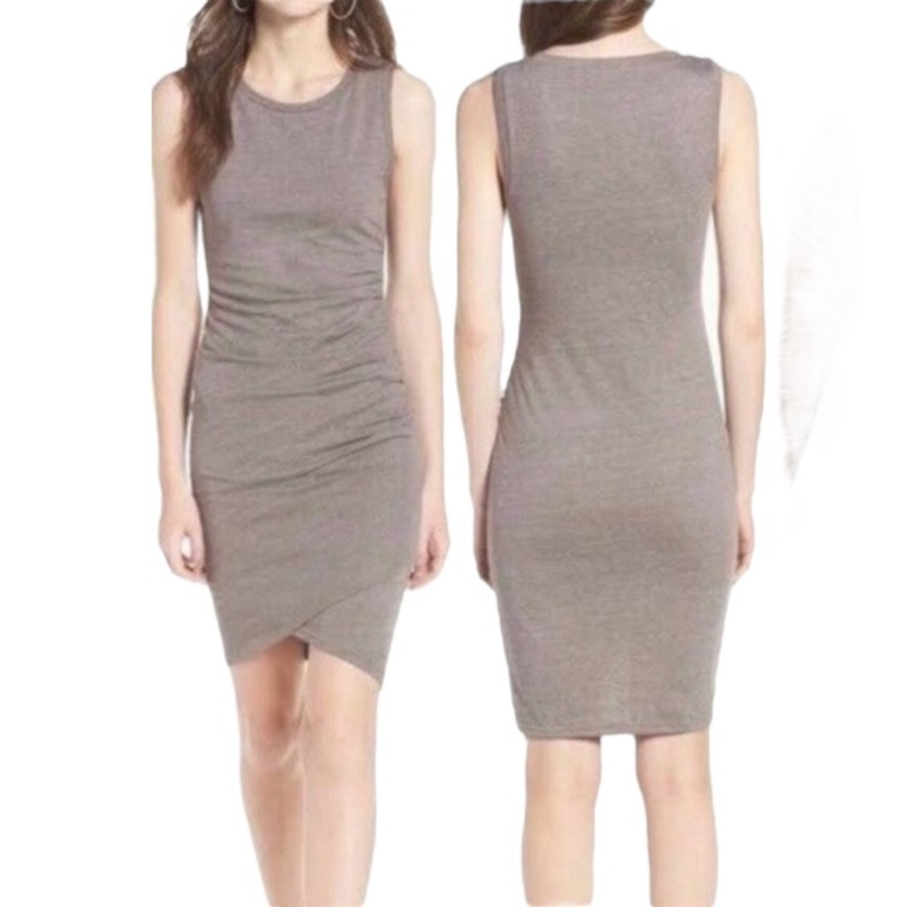 Leith Ruched Sleeveless Brown Bodycon Dress Size Small